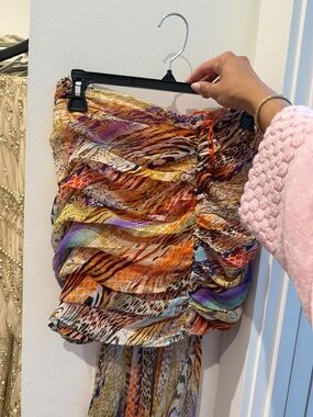 Multicolor Printed Ruffle Mini Skirt